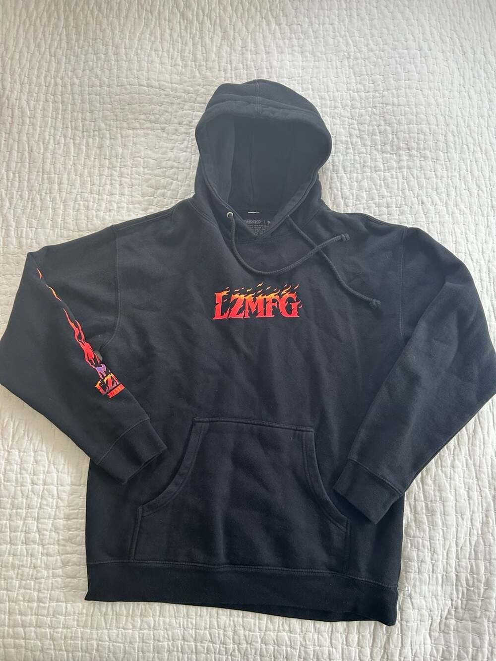 LZMFG Red Supra Flame Black Hoodie Size M